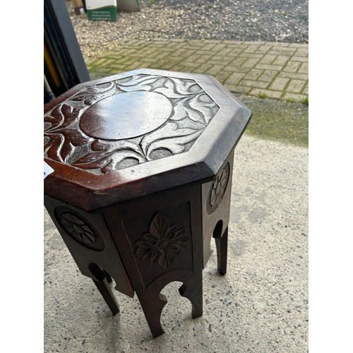 524 - Oriental style octagonal table 55cms (H) x 40cms diameter approx.