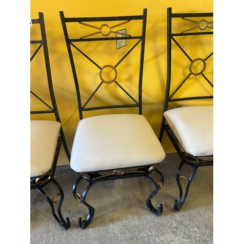 554 - 5 x heavy wrought iron dining chairs