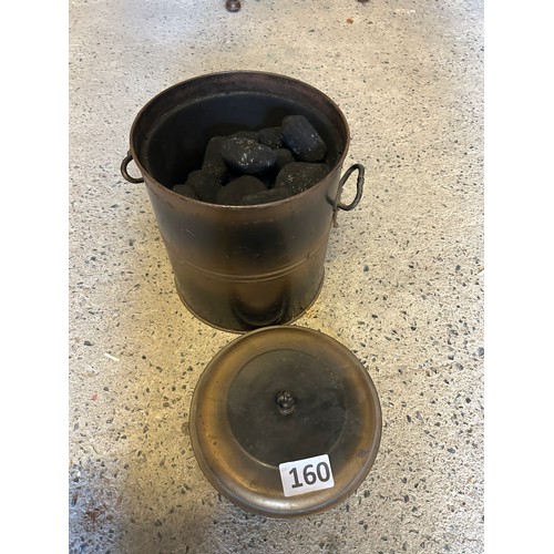 160 - Metal coal bucket with lid.