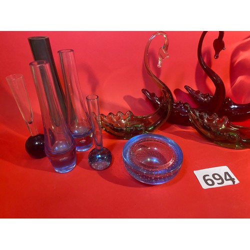 694 - Selection of glass -  vendor advises Whitefriars - no markings.