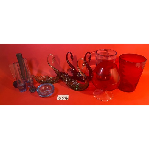 694 - Selection of glass -  vendor advises Whitefriars - no markings.