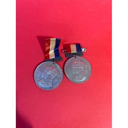 230 - 2 x commemorative coronation George V1 and Queen Elizabeth medals