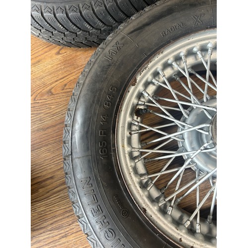 617 - 5 x wire wheels with tires for MGB