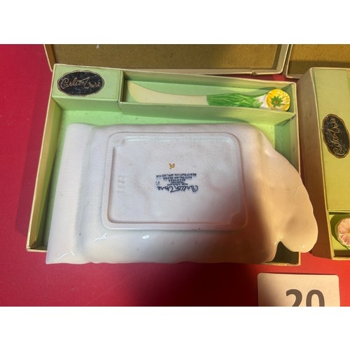 20 - 2 x Vintage Carlton Ware Australian registered boxed gift sets - 'buttercup yellow' butter dish & kn... 