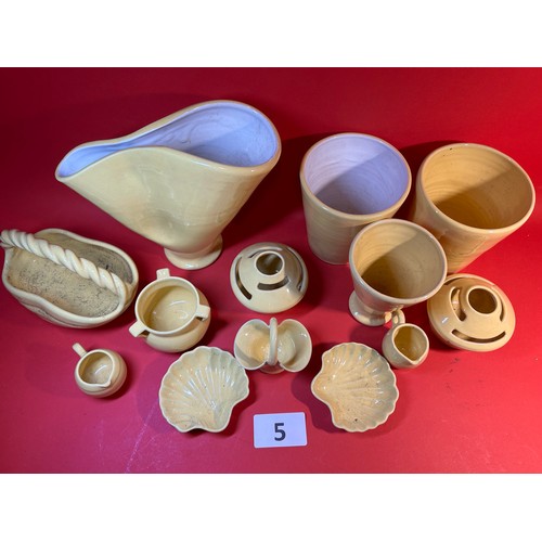 5 - Large selection of C.H Brannam yellow glazed pottery