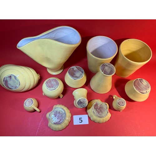 5 - Large selection of C.H Brannam yellow glazed pottery