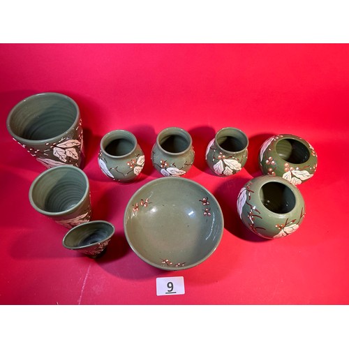 9 - Large sellection of royal Brannam ware C.H Brannam Pottery