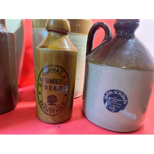 811 - Selection of various vintage stoneware including flagons, bottles etc