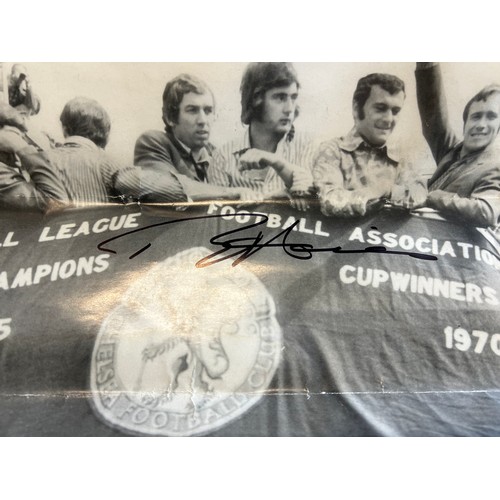 828 - 2 x Vintage Signed Chelsea football posters - one of the signatures believed to be Ron Harris