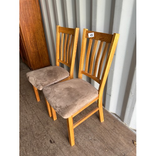 45 - 2 x dining chairs with padded seats