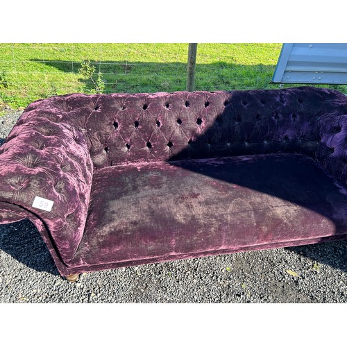 59 - Purple button back velvet large 3 seater sofa - 210cms wide approx.