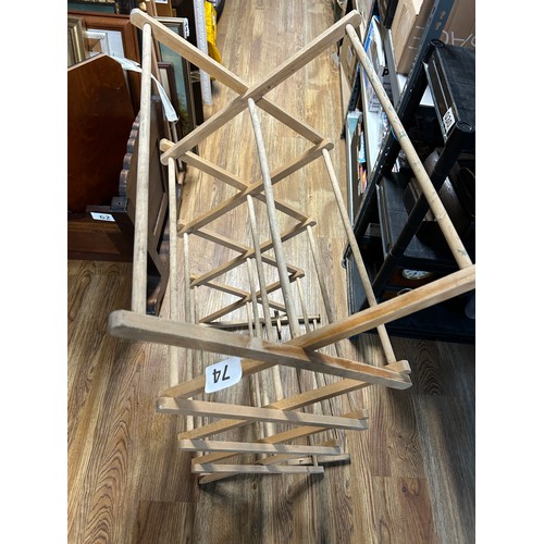 74 - Folding wooden clothes airer