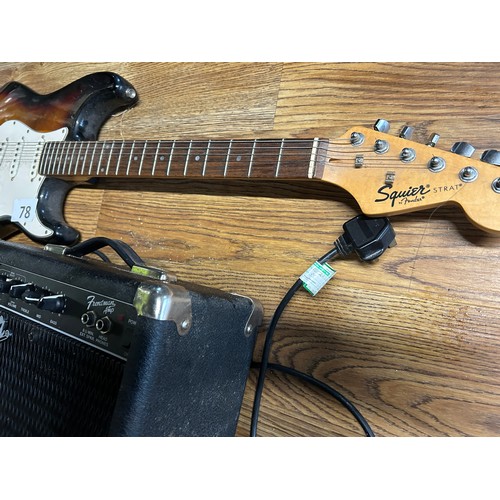 78 - Squire electric guitar and Fender amplifier