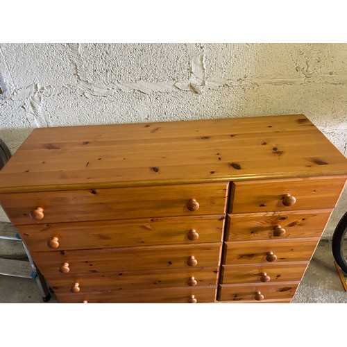 91 - Multi drawer pine chest of drawers - 115cms(W) x 88cms(H) x 40cms(D) approx.