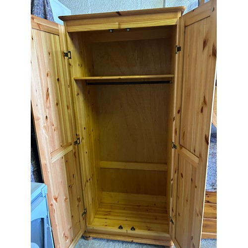 92 - Pine wardrobe - 184cms(H) x 81cms(W)x 53cms(D) approx.