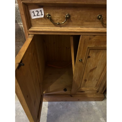 121 - Freestanding pine hob unit with storage cupboard under