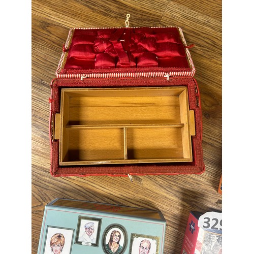 329 - Selection of board games & sewing box