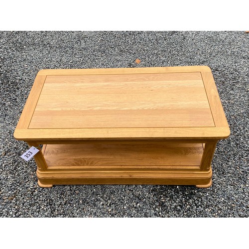 353 - Oak coffee table - 85cms(H) x 89cms(W) x 43cms(D) approx.