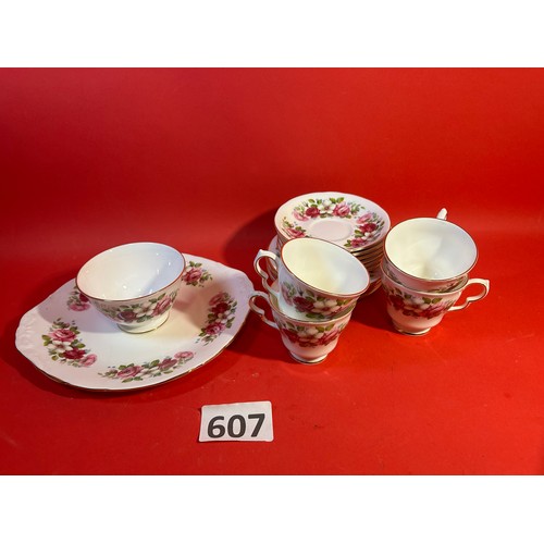 607 - Bone china cups etc