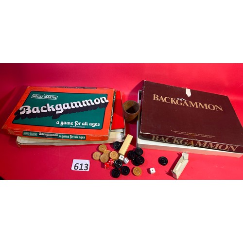 613 - Backgammon, draughts and other items