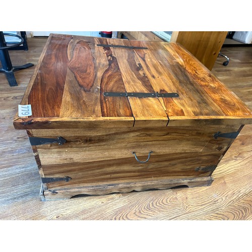 779 - Large coffee table / storage trunk, both side hinge up - believed to be Indian oak - 92cms(W) x 92cm... 