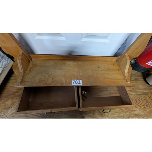 782 - Pine dressing table mirror stand with drawers (no mirror)