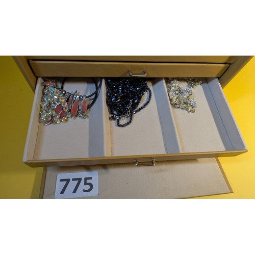 775 - Jewellery box and contents