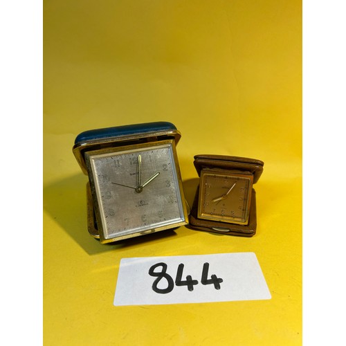 844 - 2 x Vintage travel clocks - Angelus + Swiza