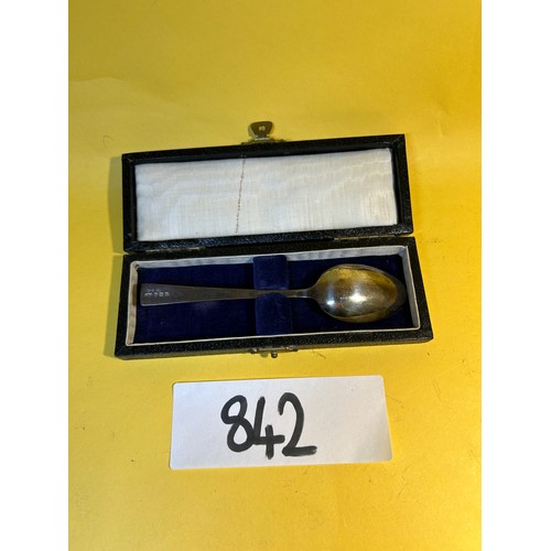 842 - Hallmarked silver spoon in box