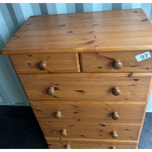 97 - Modern pine 2 over 4 chest of drawers 123cms(H) x 83cms(W) x 47cms(D)