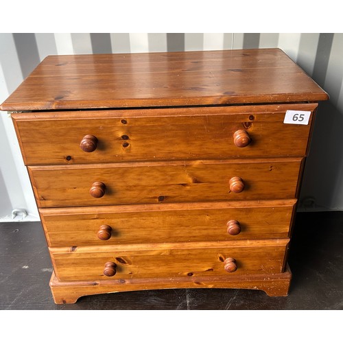 65 - Pine chest of drawers 88cms(W) x 44(D) x 81cm(H) approx.