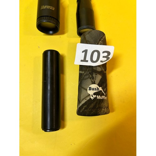 103 - 2 x scopes - Hawke Scope and 'Bush' muffler