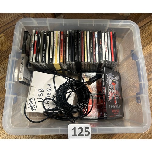 125 - Plastic crate and contents - a selection of CDs etc