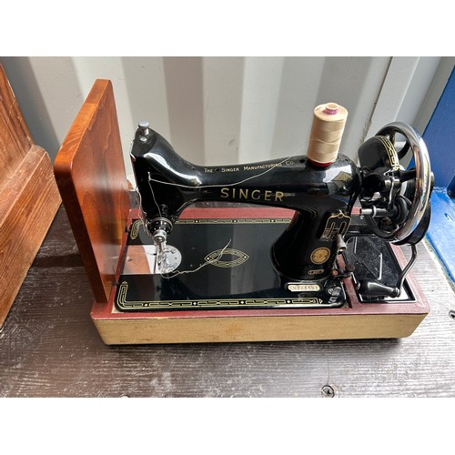 170 - Singer hand sewing machine (Serial No. EM321107) - PAT but not function tested.