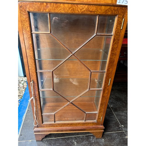 175 - Glass fronted/sided display cabinet with glass shelves - 55cms(W) x 32cms(D) x 113cms(H) approx.