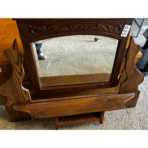 625 - Carved wooden mirror unit - for dressing table/sideboard