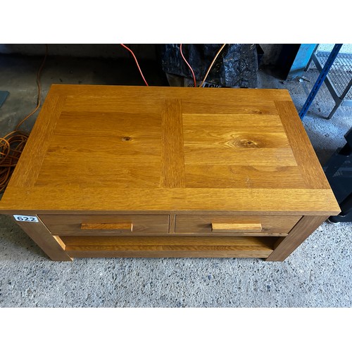 622 - Oak coffee table with drawers under