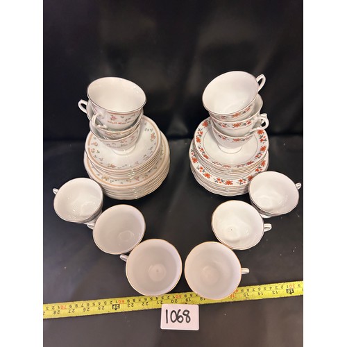 Two x part tea sets, comprising 12 cups and saucers with floral gilt ...