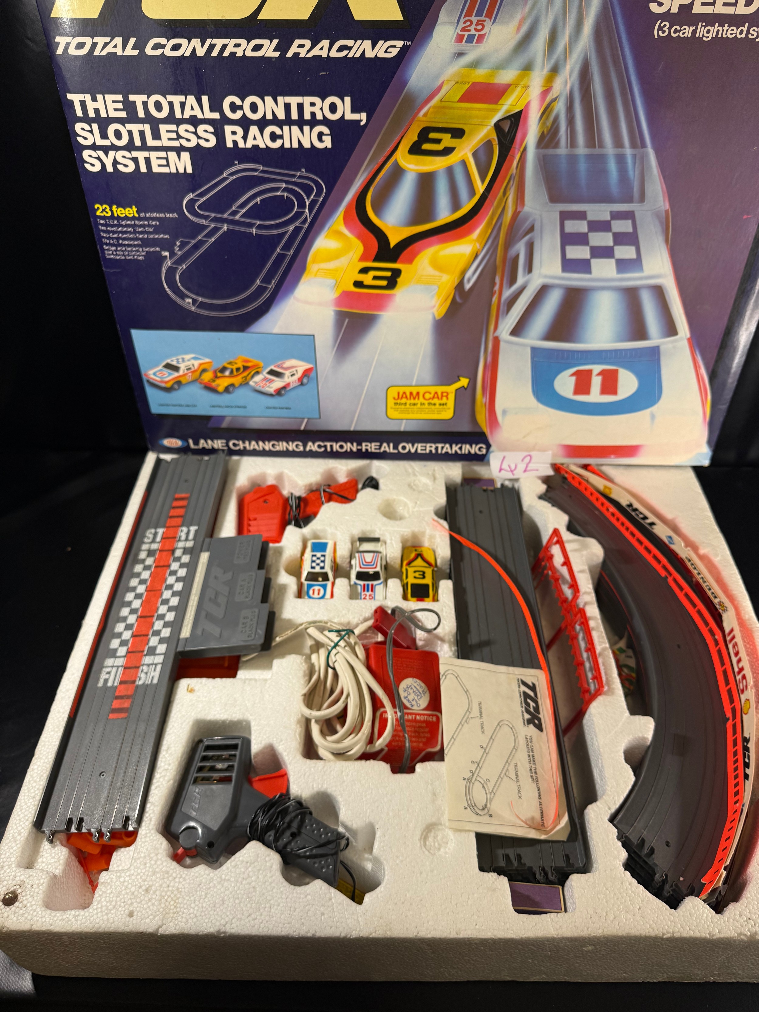 A vintage TCR Total Control Racing slotless racing system, “Lighted Jam ...