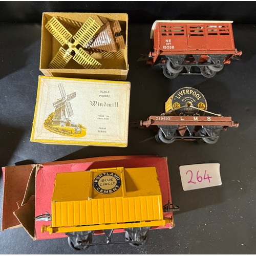 Collection of Vintage Train Wagons & Windmill Model