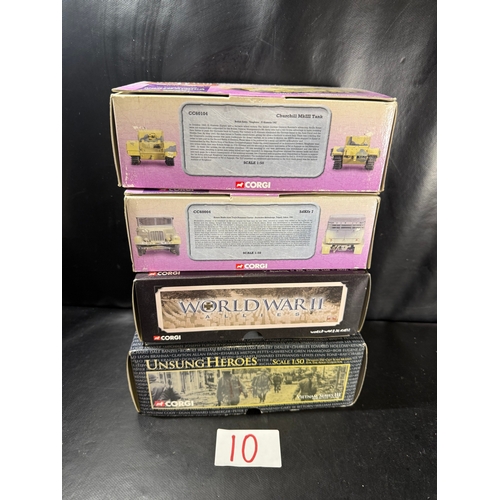 10 - A collection of boxed Corgi World War II military vehicle models, including examples from “Unsung He... 