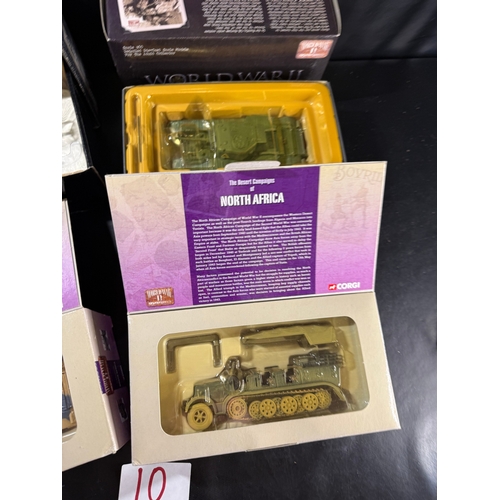 10 - A collection of boxed Corgi World War II military vehicle models, including examples from “Unsung He... 
