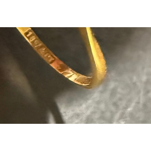 12 - 18ct yellow gold and platinum three stone ring, stamped “18CT & PT”. Approximate weight 1.61g (S... 