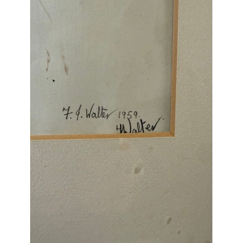 14 - Framed, signed figure study - F J Walter (1959)