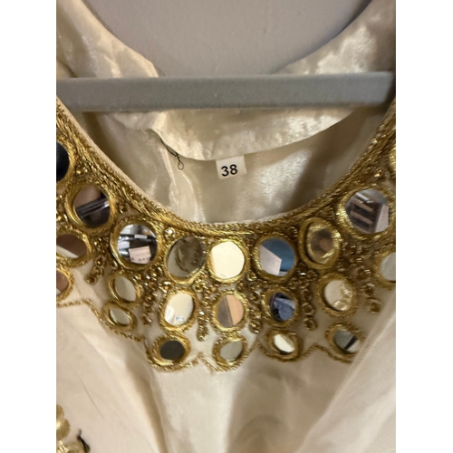 22 - Cream Embellished Dress with Mirrorwork