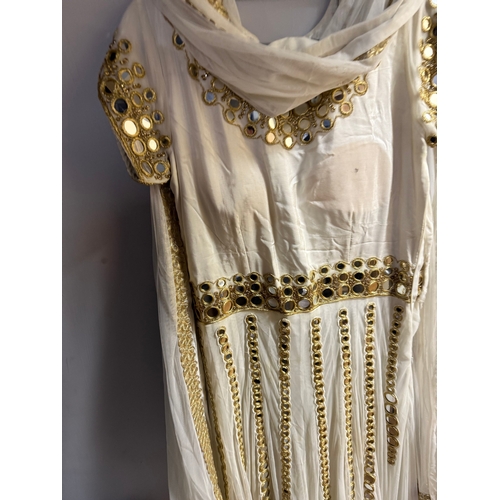 22 - Cream Embellished Dress with Mirrorwork