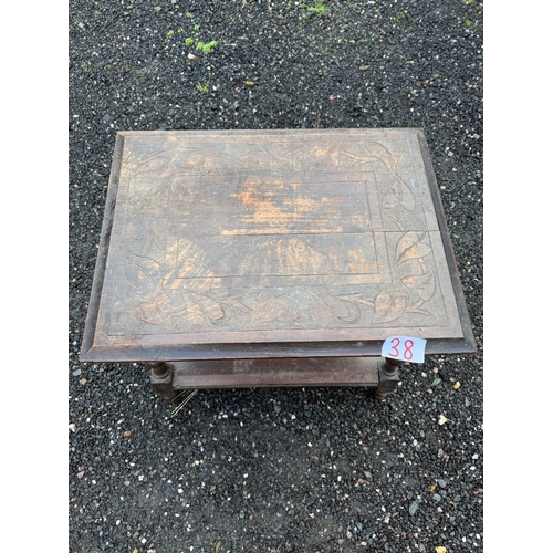 38 - Decorative small wooden occasional table - with shelf under