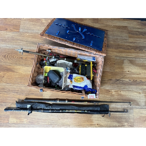 398 - Fishing Rods, Tackle and Basket