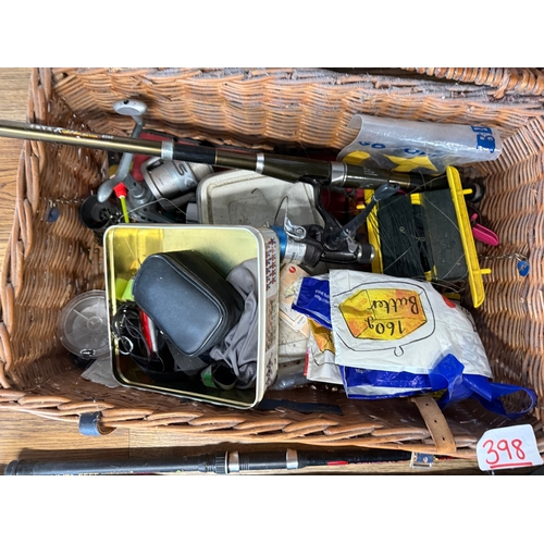 398 - Fishing Rods, Tackle and Basket