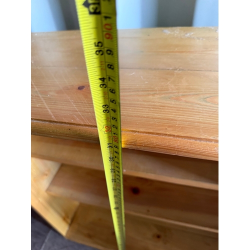 48 - Pine open bookcase / shelving unit - uneven bottom